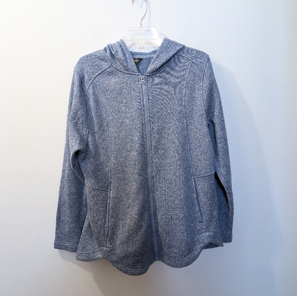 Eddie Bauer Radiator Fleece Full Zip Hooded Jacket Women's XL Blue Heather